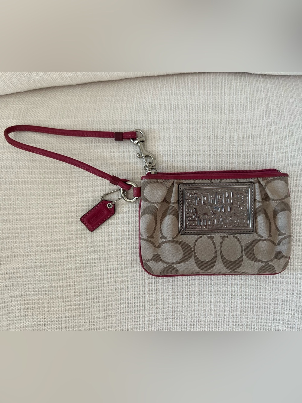 Coach Poppy Wristlet with Pink Trim
